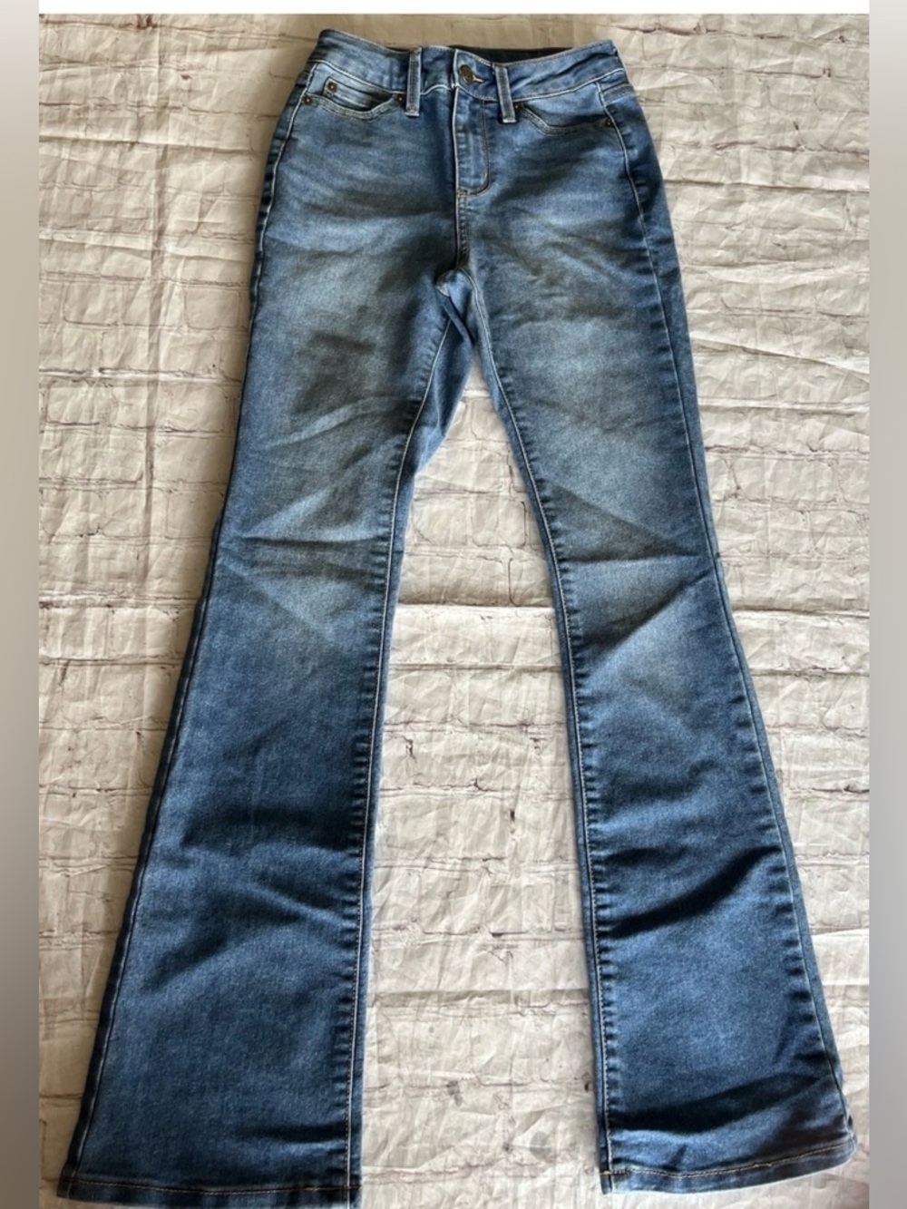 No Boundaries Flare Jeans Womens Size 00 Light Wash Bootcut Stretch Denim